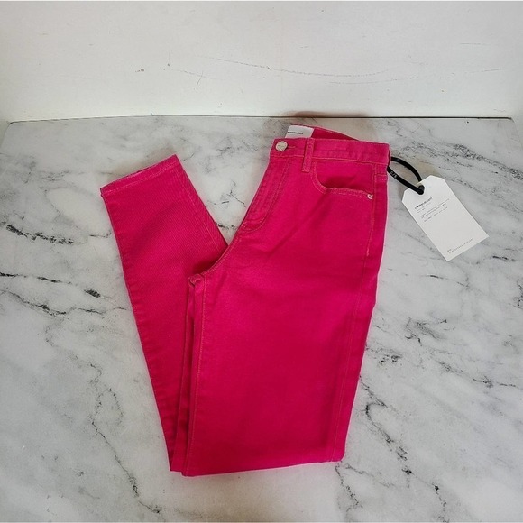 Current/Elliott The Ultra High Waist High Rise Hot Pink Skinny 26 NWT - Picture 2 of 9